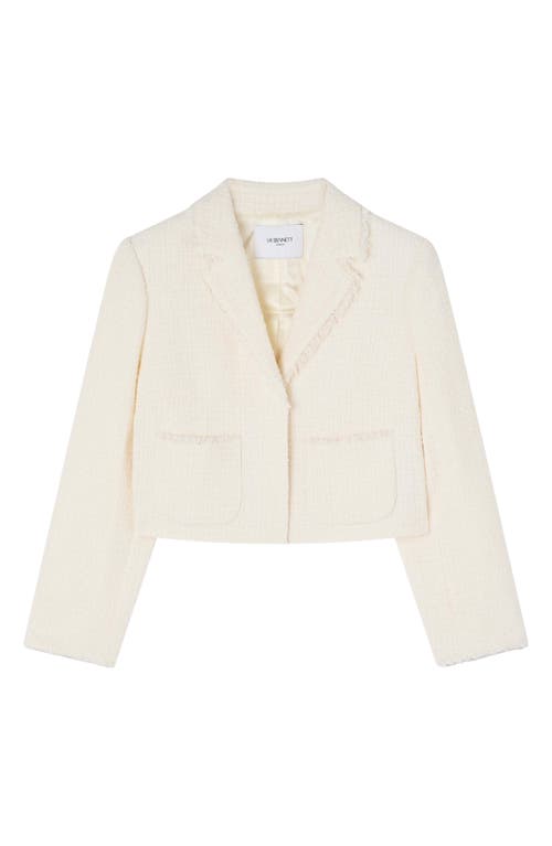 Lk Bennett Carla Crop Cotton Blend Tweed Jacket In Ivory