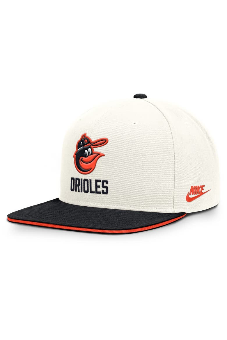 Men's Nike Cream/Black Baltimore Orioles Cooperstown Pro Dri-FIT Snapback Hat, Main, color, Cream