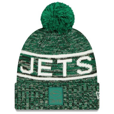 Men's New Era Green New York Jets 2025 Sideline Cold Weather Cuffed Knit Hat with Pom
