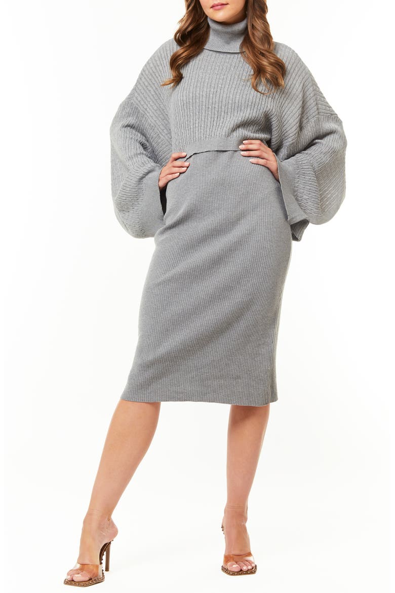 Harlow Two-Piece Knit Dress Set, Main, color, GREY