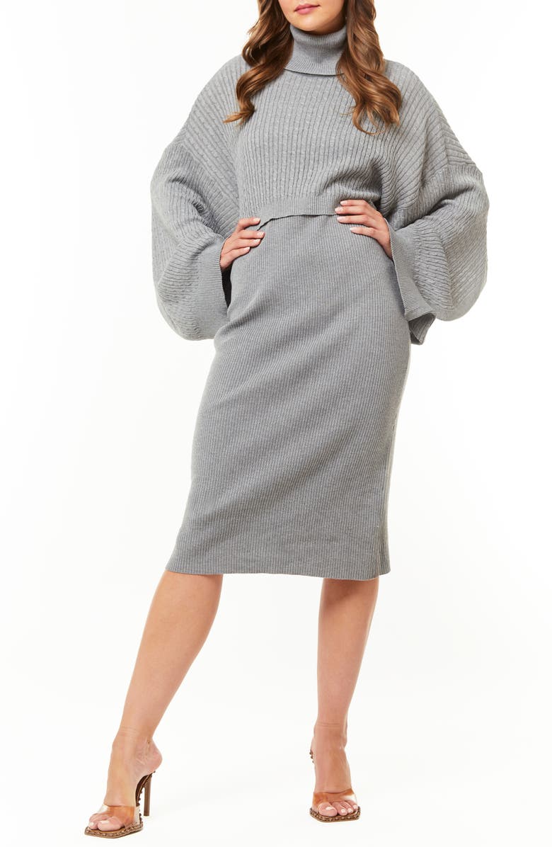 BY DESIGN Harlow Two-Piece Knit Dress Set, Main, color, Grey