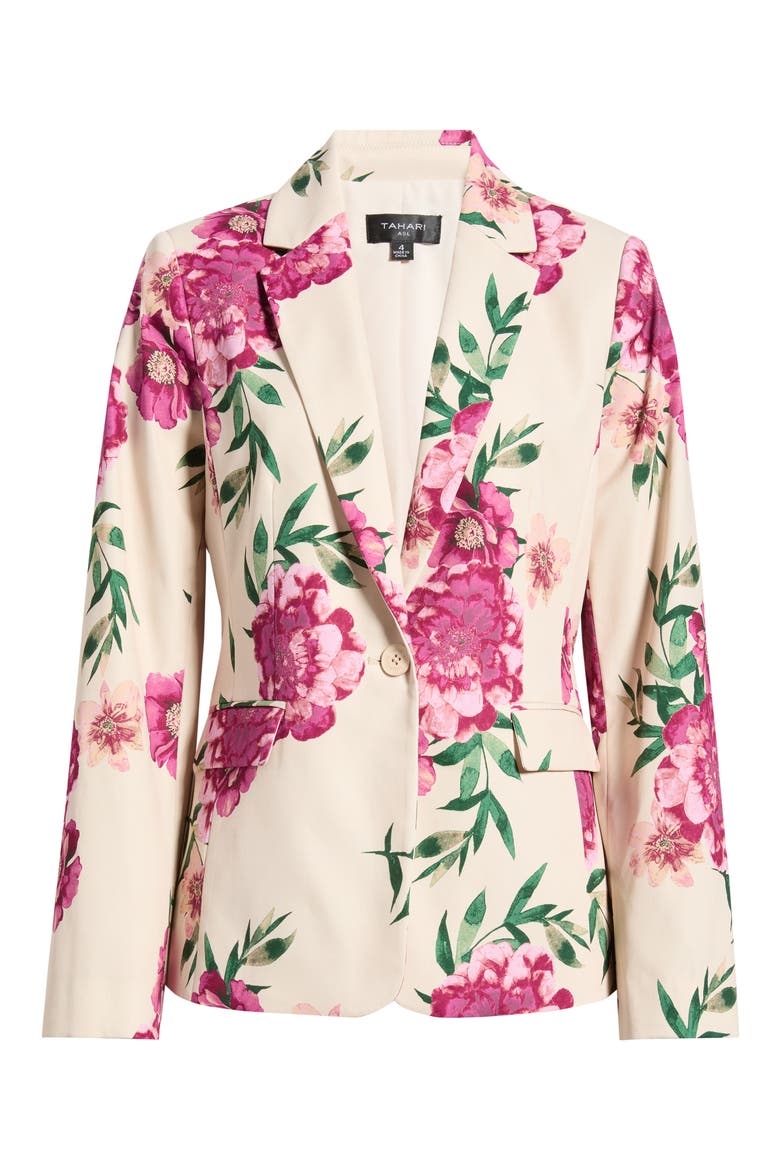 Print One-Button Blazer, Alternate, color, SAND BERRY FLORAL