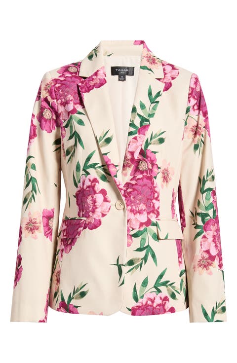 Print One-Button Blazer (Regular & Petite)