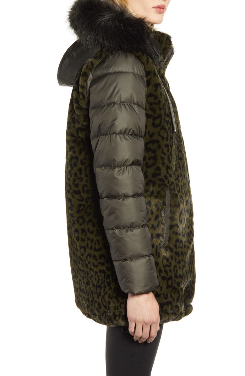 Via Spiga Water Resistant Faux Fur Puffer Coat, Alternate, color,