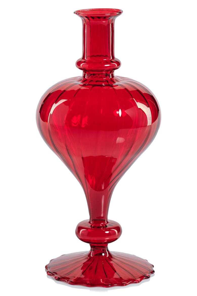 Set of 2 Vellum Spiral Decorative Glass Vase, Main, color, RED