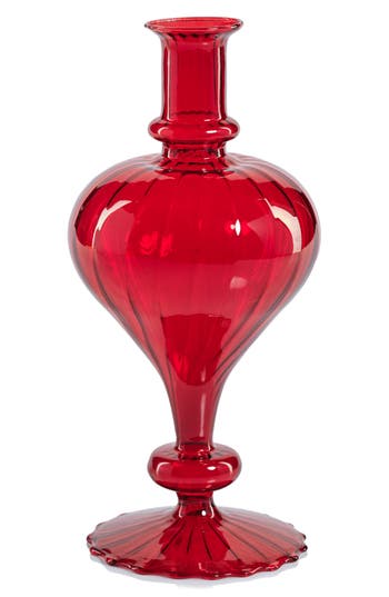 Zodax Set Of 2 Vellum Spiral Decorative Glass Vase In Red
