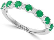 EFFY Sterling Silver Emerald & Diamond Ring