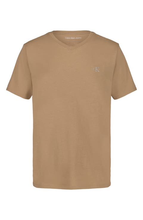 Kids' Monogram Logo Cotton V-Neck T-Shirt (Big Kid)