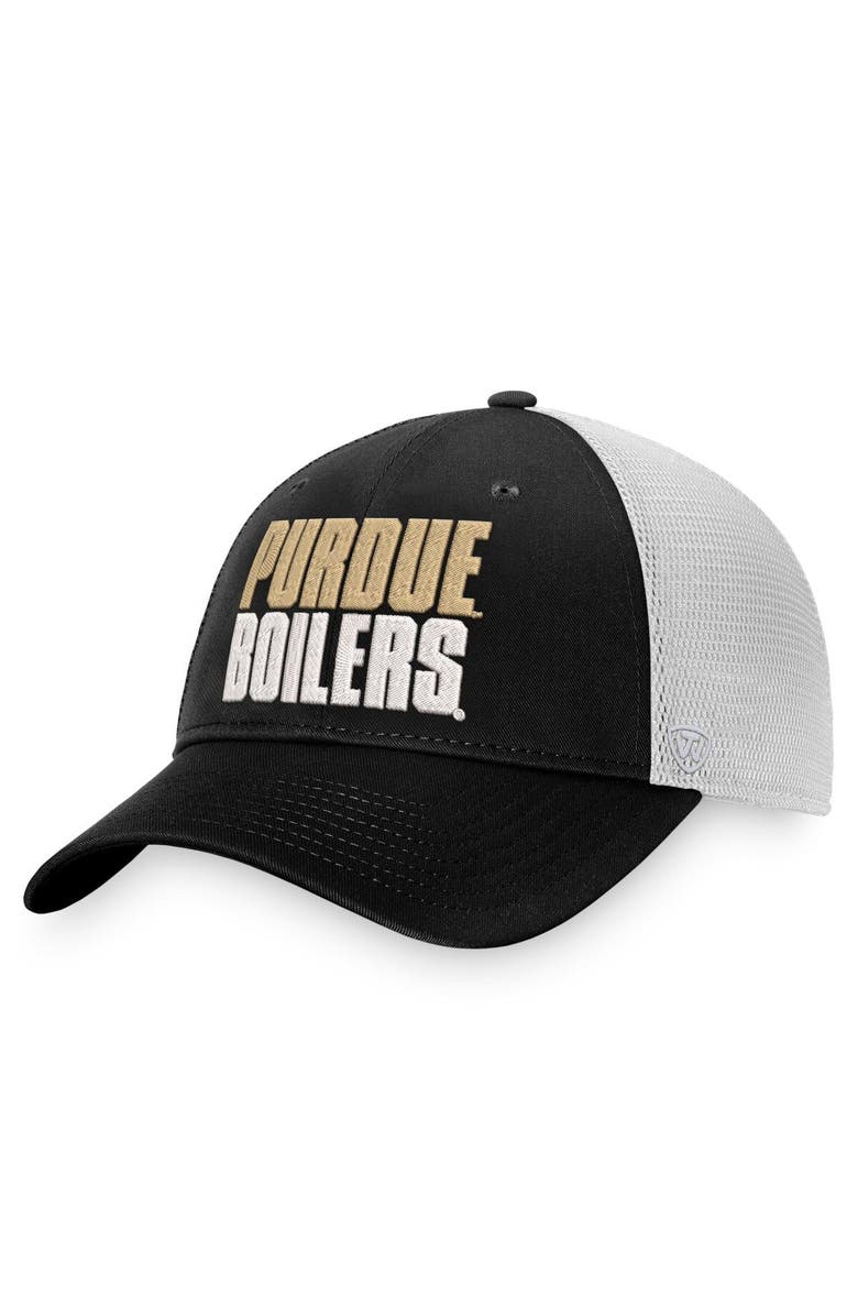 TOP OF THE WORLD Men's Top of the World Black/White Purdue Boilermakers Stockpile Trucker Snapback Hat, Main, color, Black