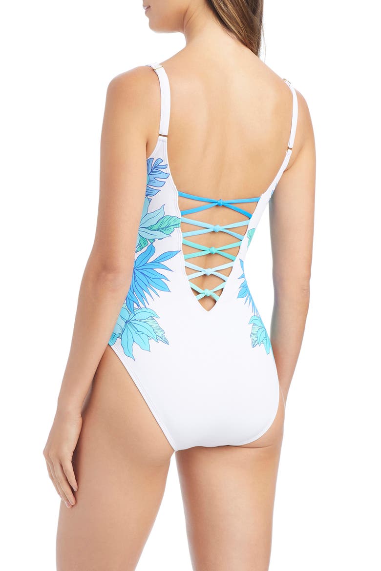 Lace Down One-Piece Swimsuit, Alternate, color, COOL