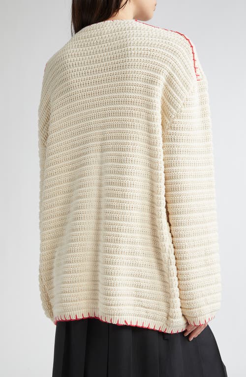 Eenk Floral Jacquard Cotton & Wool Cardigan In White