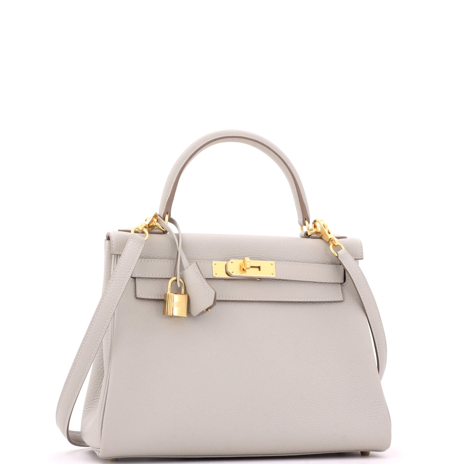 Pre-Owned Hermes Kelly Handbag Grey Togo with Gold Hardware 28, Alternate, color, Gris Perle