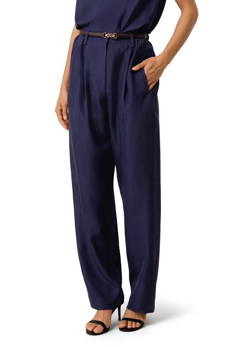 Women's Sand-Washed Silk Habotai Barrel Pants, Main, color, Blueberry