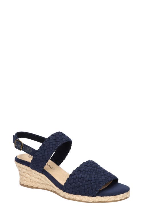 Bella Vita Mariella Slingback Wedge Sandal in Navy Suede 