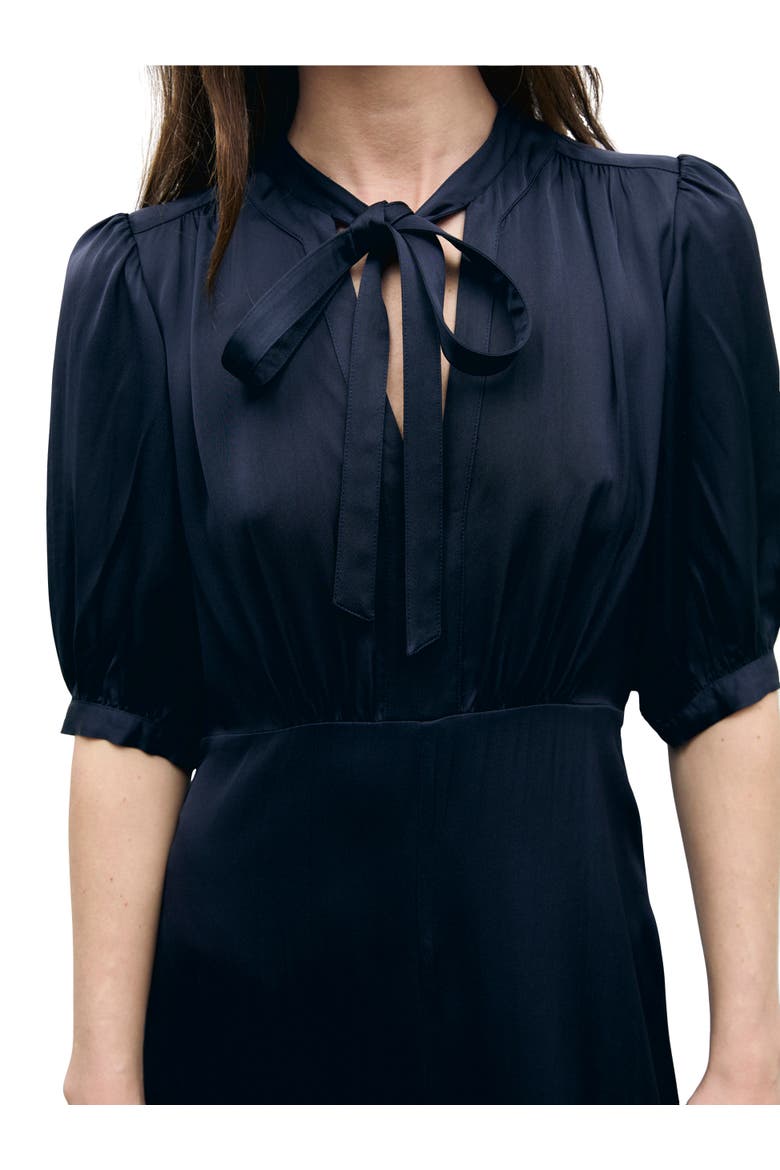 Chani Tie Neck Midi Dress, Alternate, color, Ink