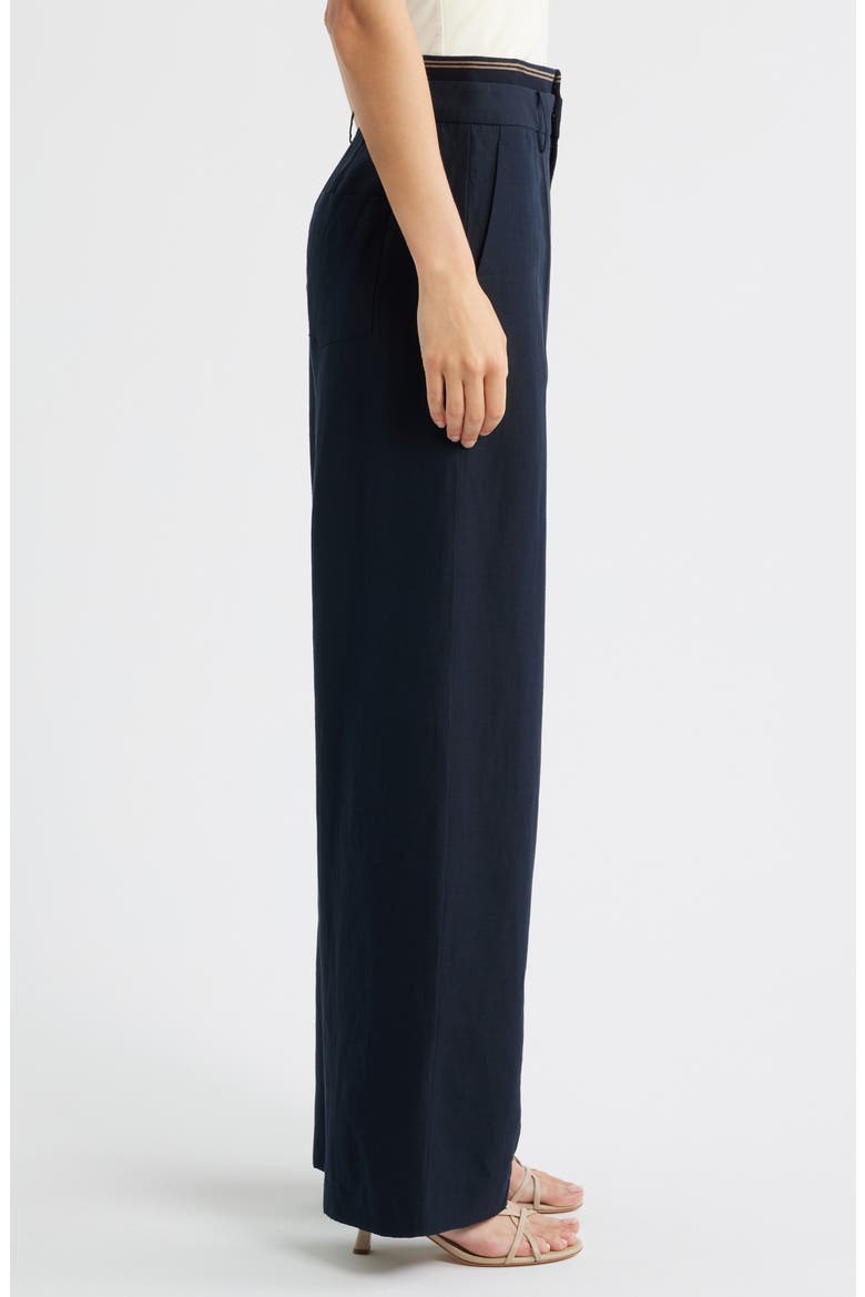 Rib Waistband Wide Leg Pants, Alternate, color, COASTAL