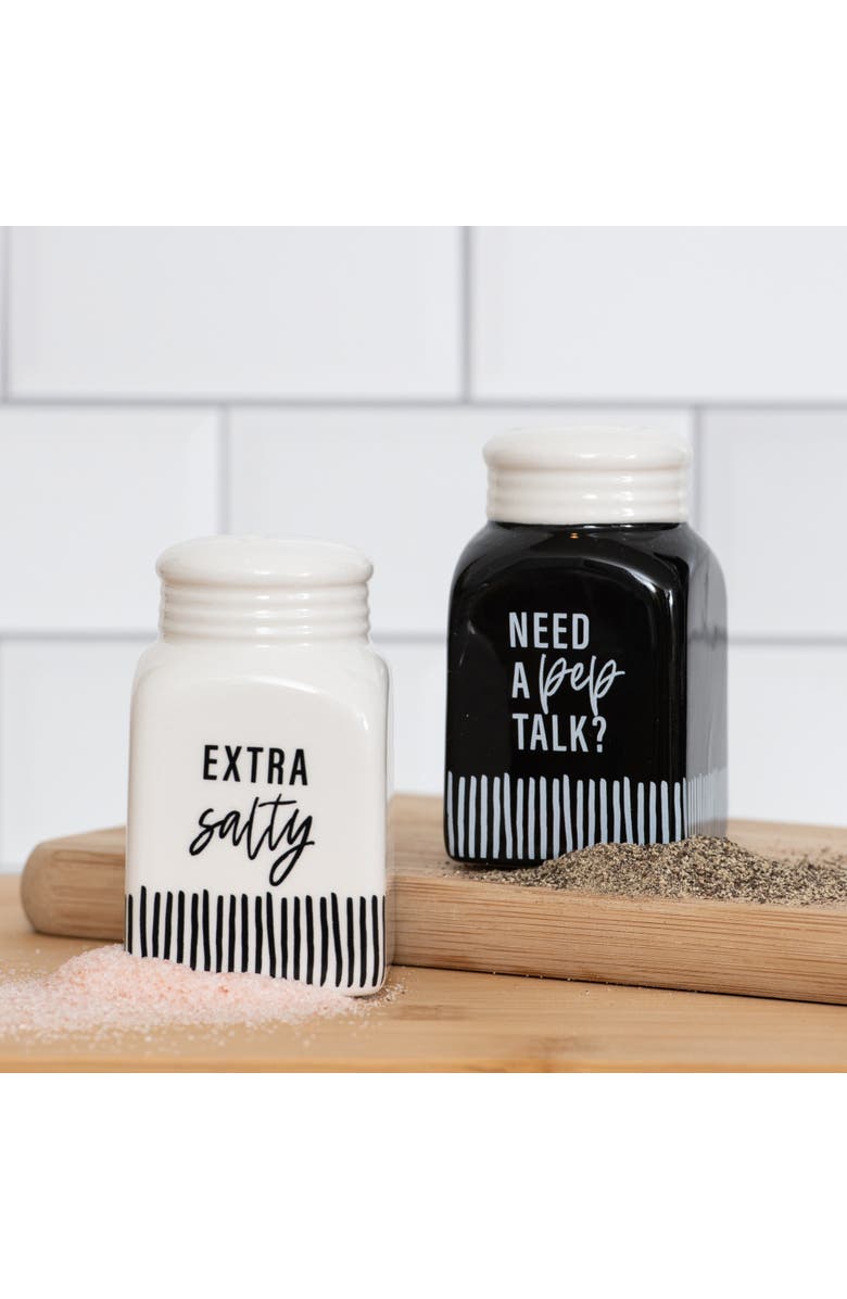 Totalee Gift Pep Talk/Salty Salt and Pepper Shaker In A Box Set of 2 Ceramic White, Alternate, color, White