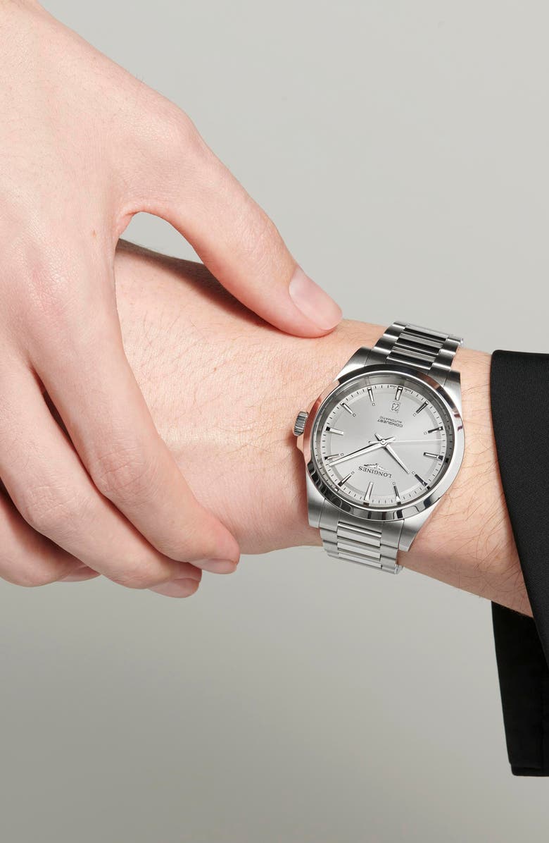 Longines Conquest Automatic Bracelet Watch, 41mm, Alternate, color, Silver