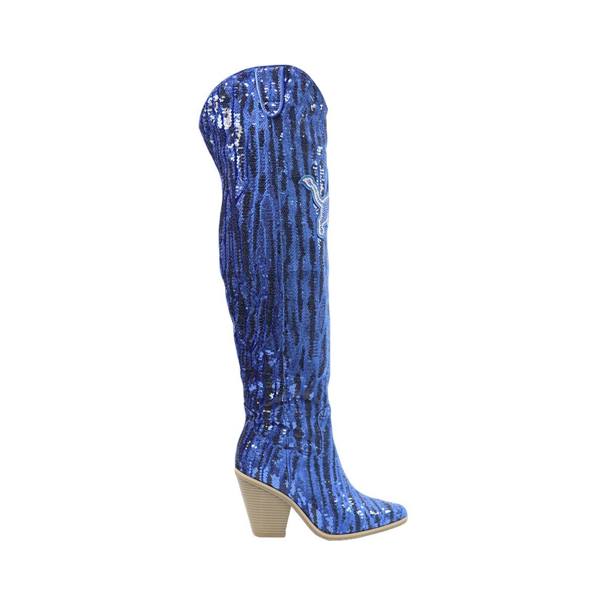 Detroit Lions Over-the-Knee Two-Tone Sequin Boots, Alternate, color, Blue