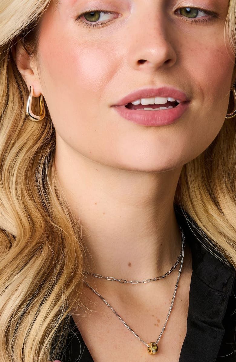 Little Sky Stone Ash Two Tone Hoop Earrings, Alternate, color, Silver / Gold