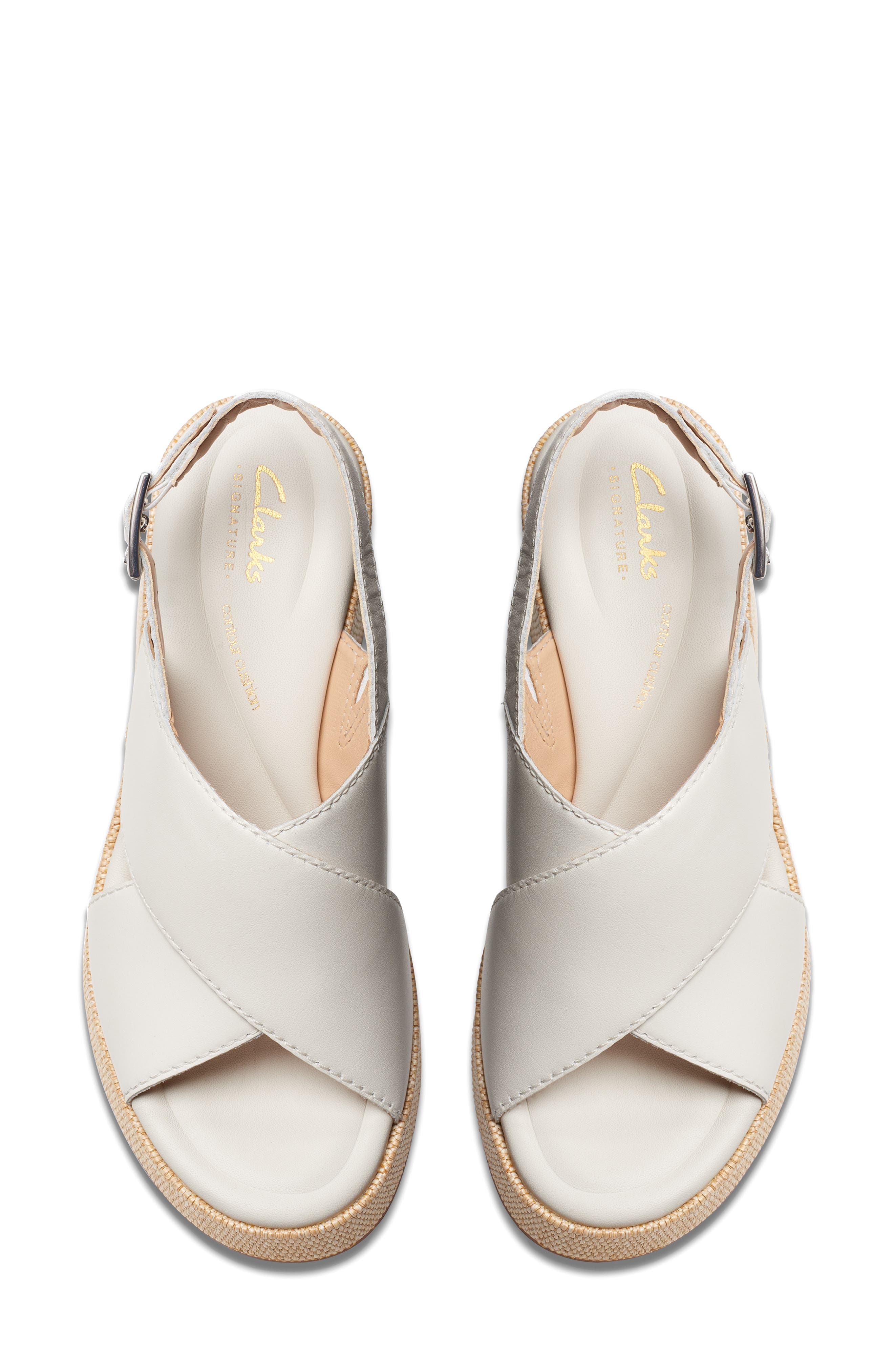 Clarks<sup>®</sup> Manon Wish Wedge Slingback Sandal, Alternate, color, Off White Lea