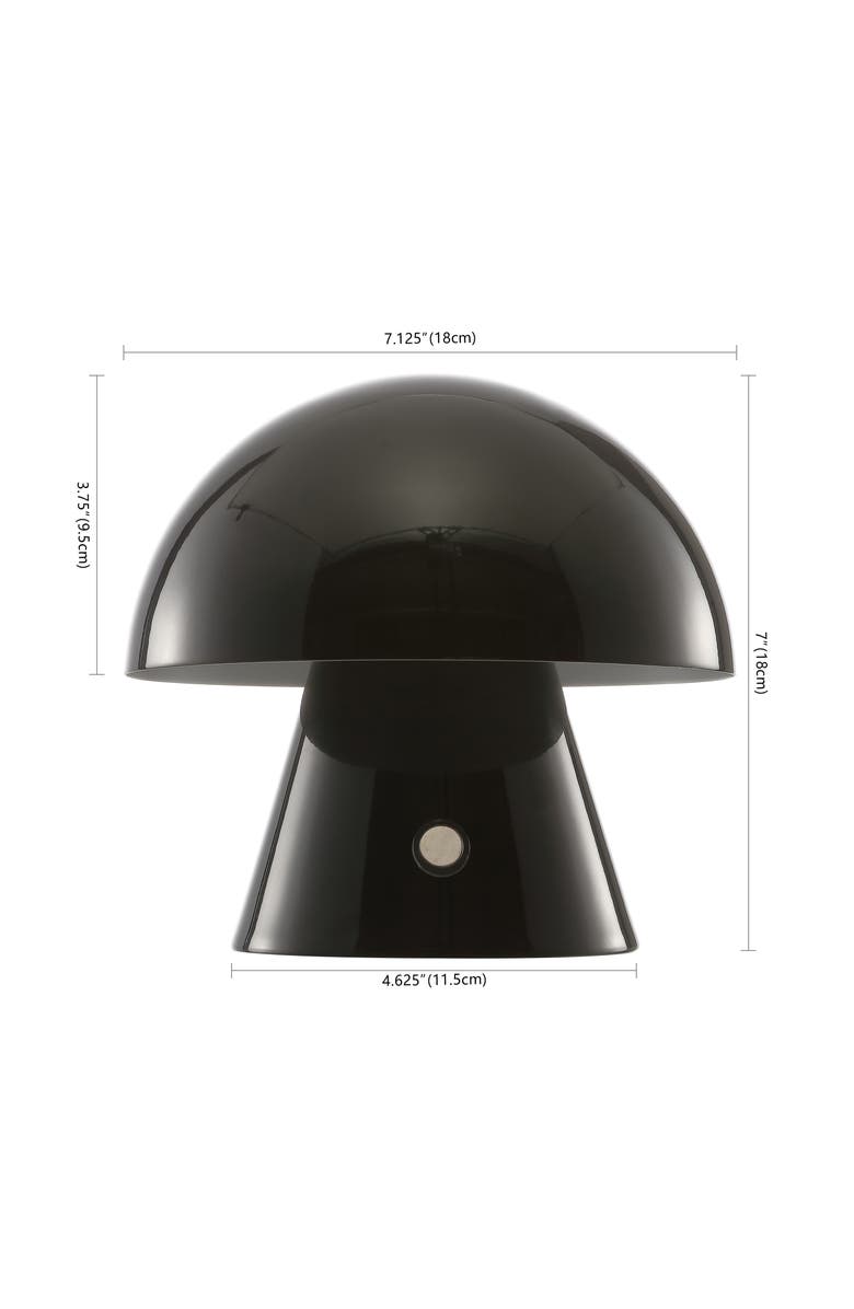 JONATHAN Y Porcini Contemporary Bohemian Rechargeable/Cordless Iron Integrated Portable LED Mushroom Table Lamp, Alternate, color, Black
