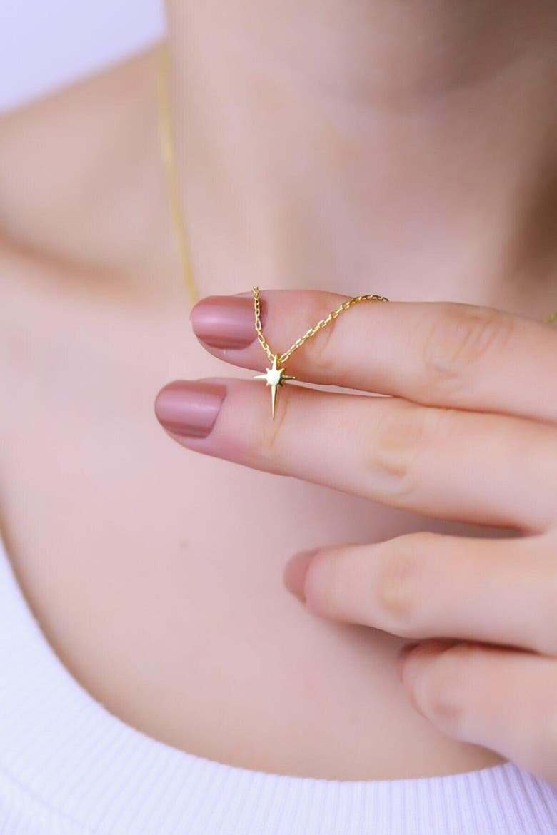 Single Star Necklace Sterling Silver, Alternate, color, Gold