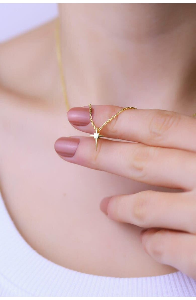 Spero London Single Star Necklace Sterling Silver, Alternate, color, Gold