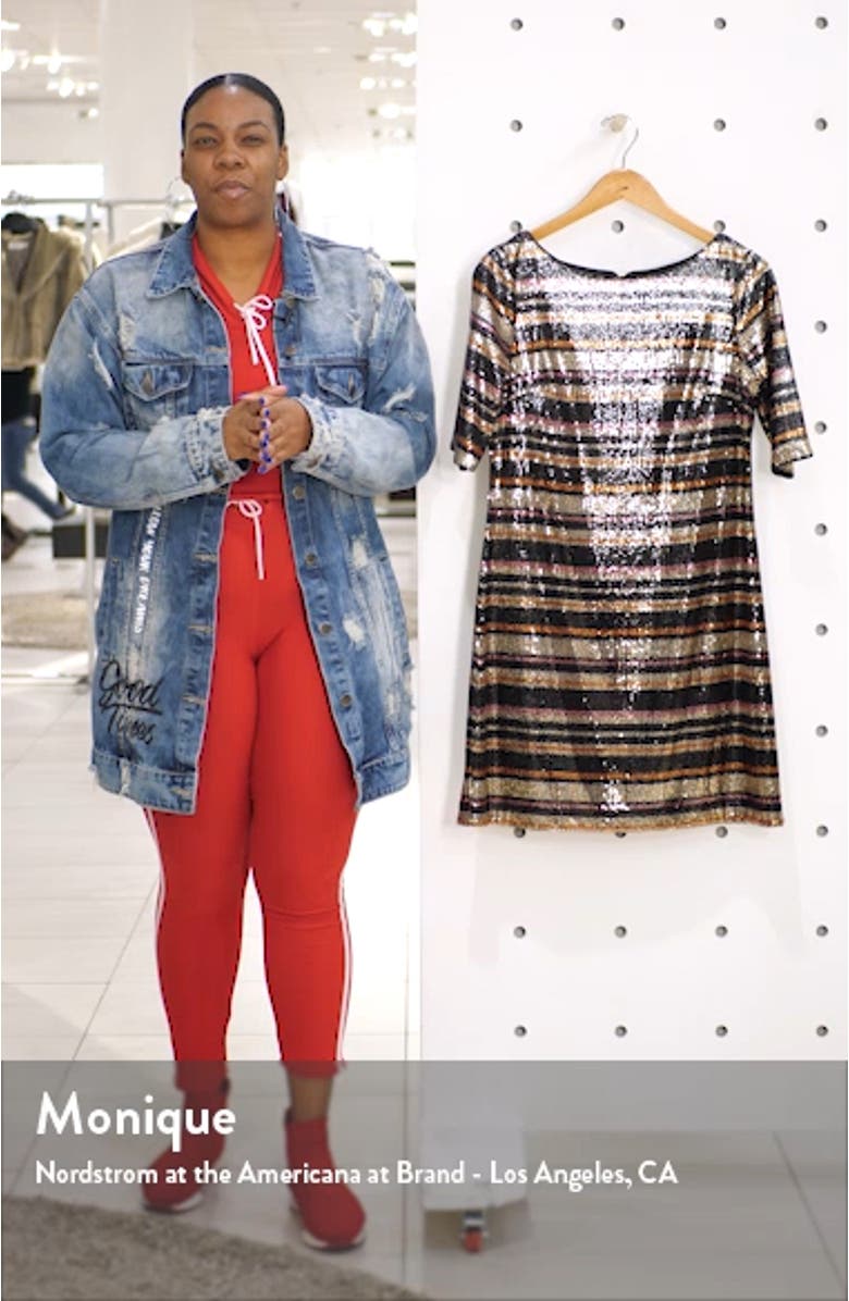 Sequin Multi Stripe Shift Dress, sales video thumbnail