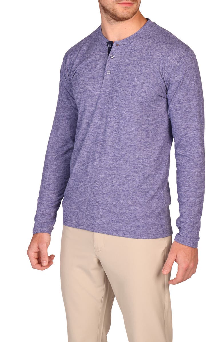 TailorByrd Brushed Mélange Long Sleeve Henley, Alternate, color, Oasis Blue