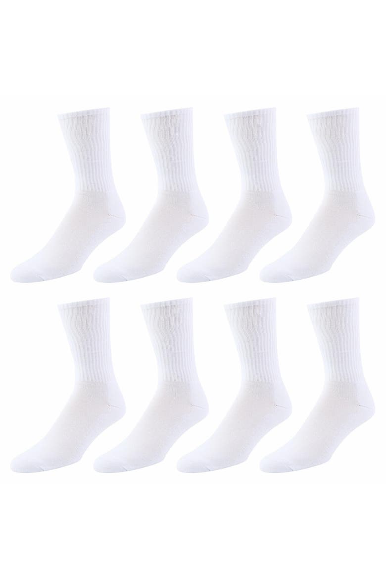 Mens 8 Pairs Crew Socks for Men Premium Athletic Men's Socks, Shoe Size 8-12, Alternate, color, White