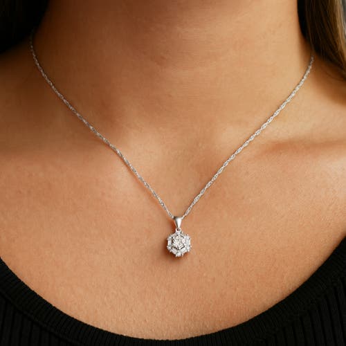Donatello Gian Sterling Silver Cluster Moissanite Pendant Necklace In Metallic