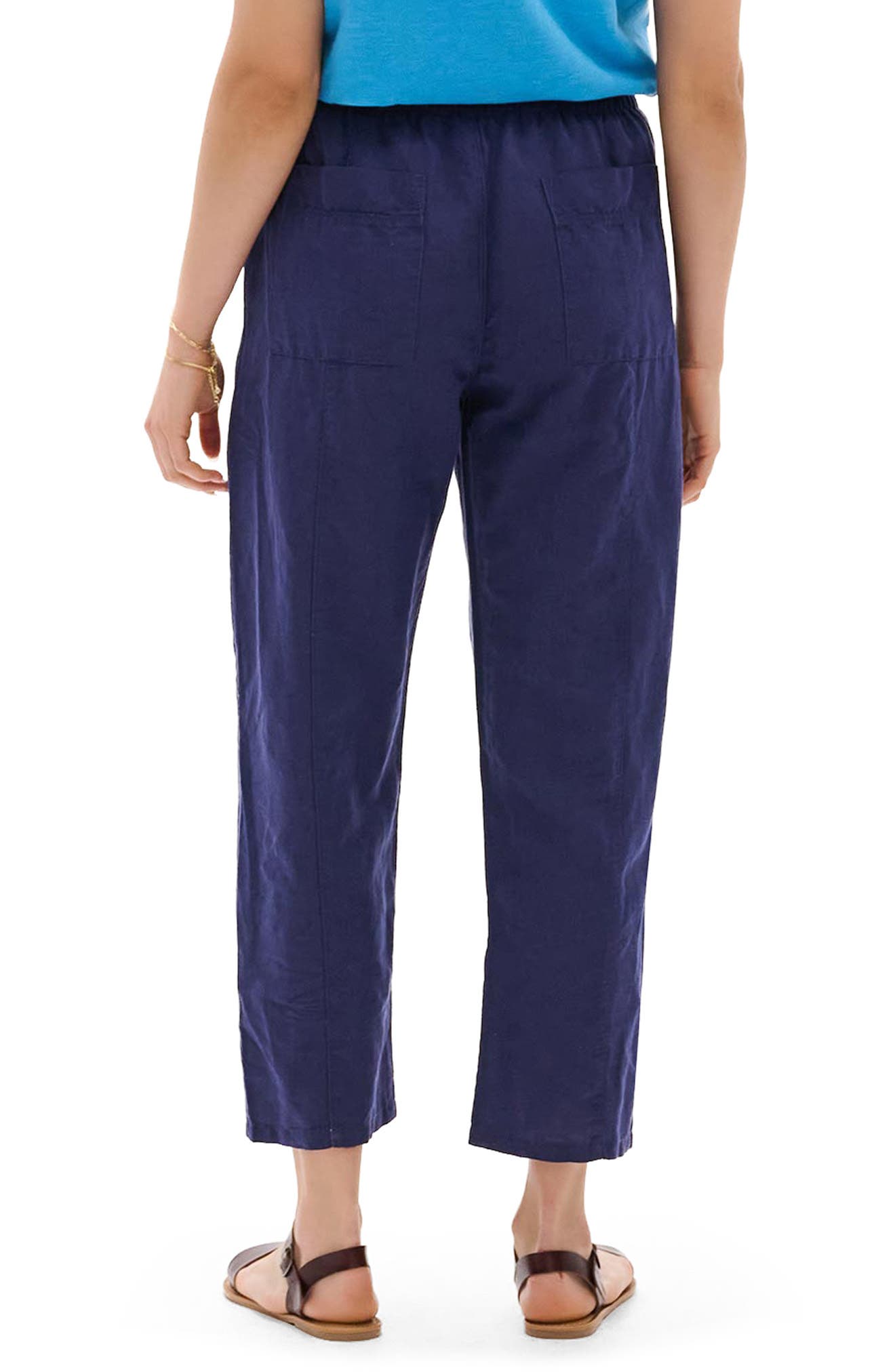 Linen & Cotton Drawstring Ankle Straight Leg Pants - image 2