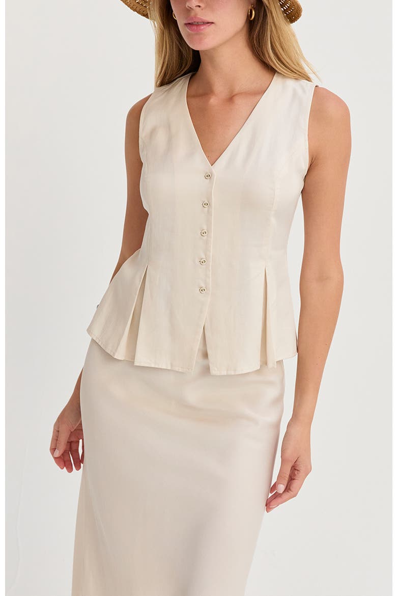 Pleated Lyocell Vest, Alternate, color, Cream