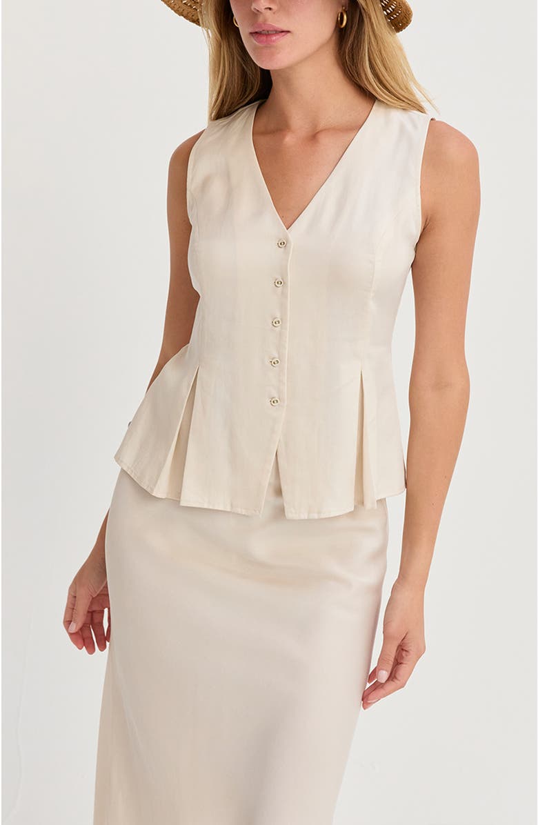 CRESCENT Pleated Lyocell Vest, Alternate, color, Cream