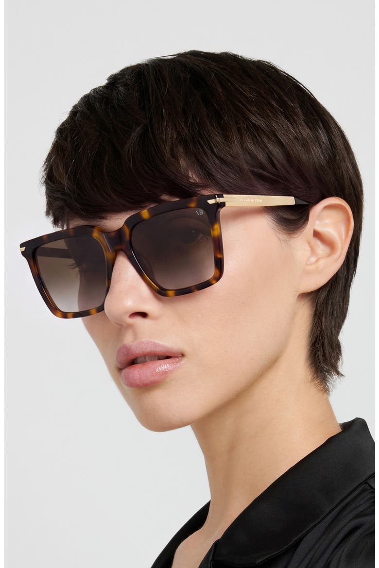 56mm Square Sunglasses, Alternate, color, BROWN/ GREY