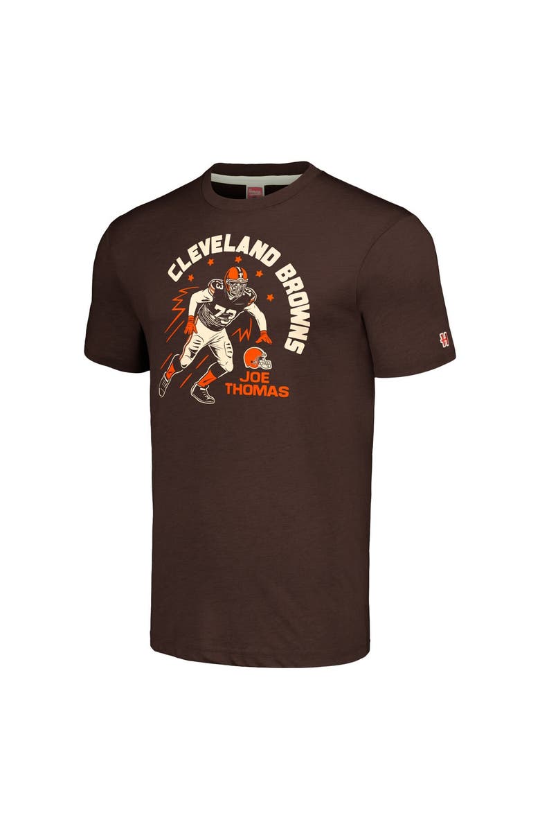 Homage Men's Homage  Joe Thomas Heathered Brown Cleveland Browns  Caricature Retired Player Tri-Blend T-Shirt, Alternate, color, Brown