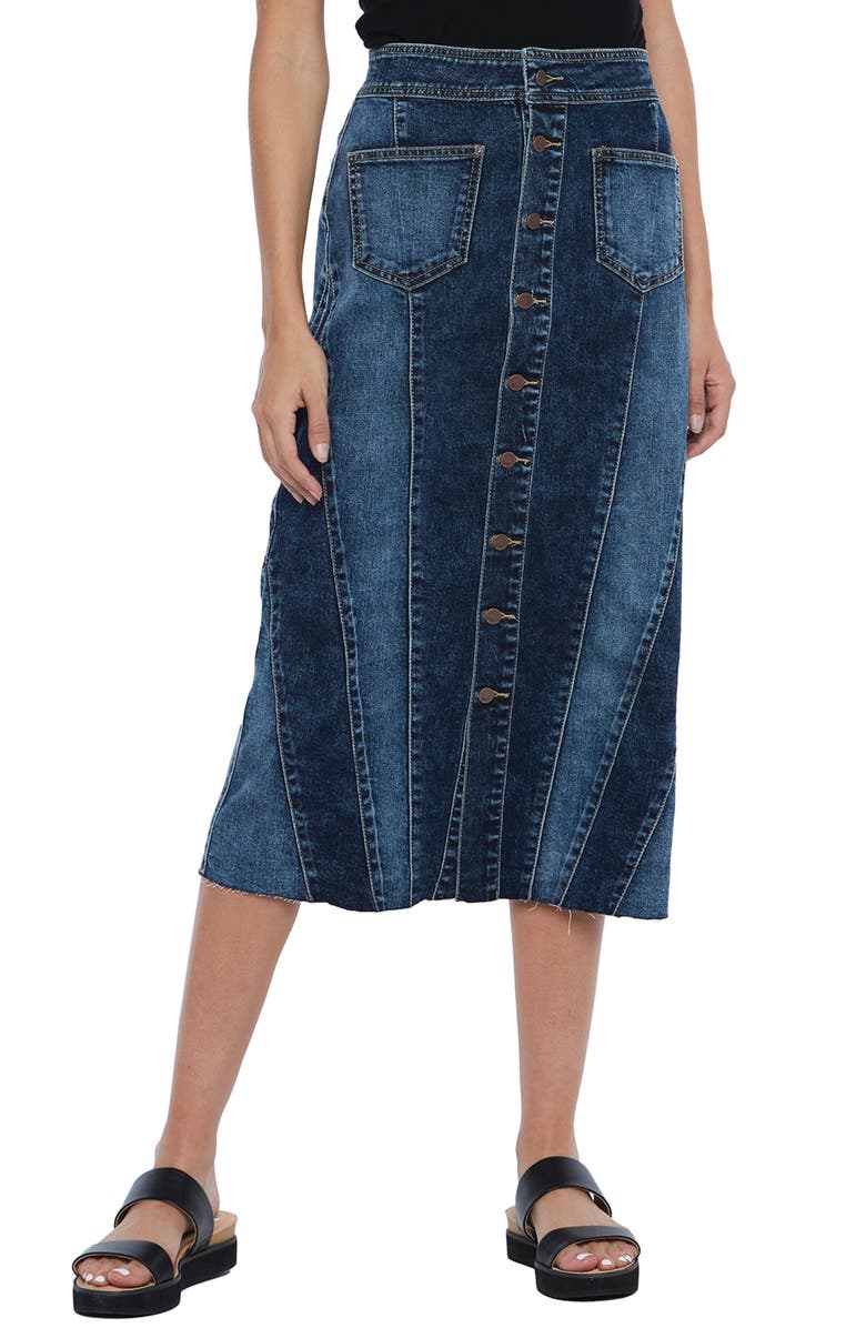 Wash Lab Denim Wash Lab Retro Button Front Skirt, Main, color, 