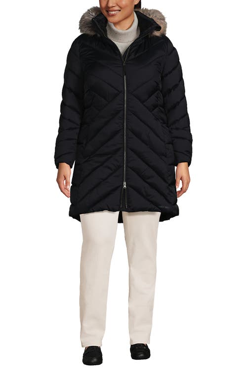 Lands' End Insulated Cozy Fleece Lined Primaloft Coat In Black