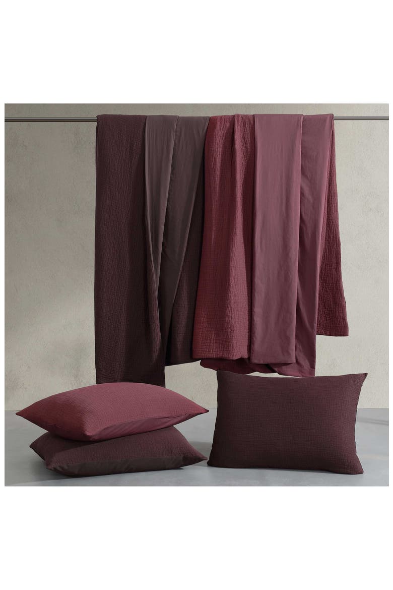 Washed Texture Duvet Cover & Shams Set, Alternate, color, DARK BROWN