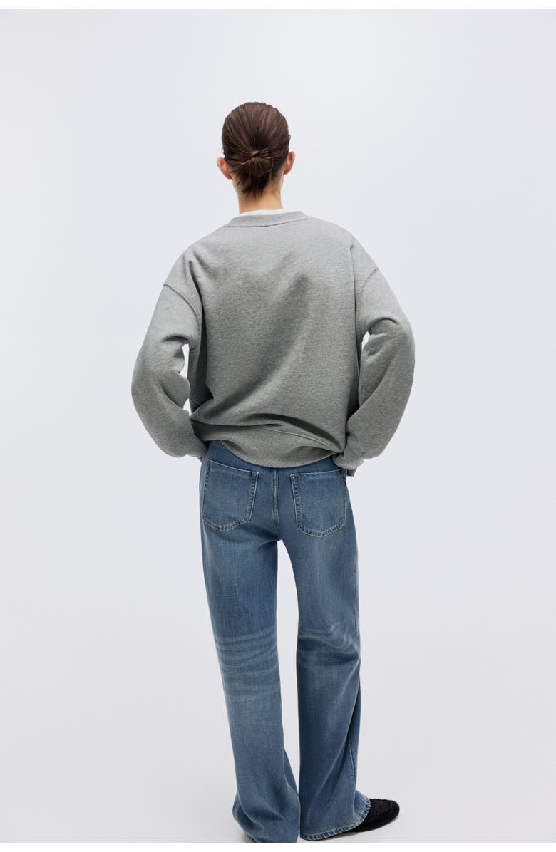 H&M Sweatshirt with motif, Alternate, color, Gray Melange/Alto Mare