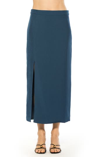 Alexia Admor Side Slit Midi Skirt In Blue