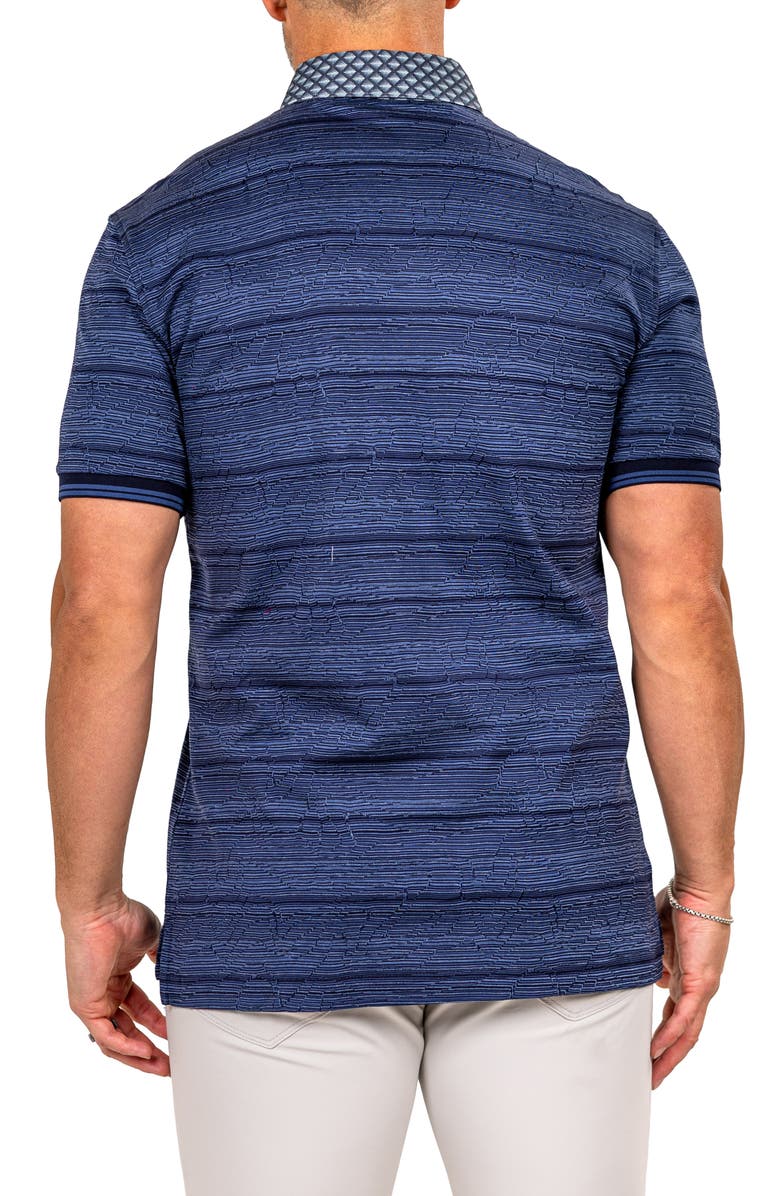 Maceoo Marthyr Stripe Contrast Collar Cotton Polo, Alternate, color,