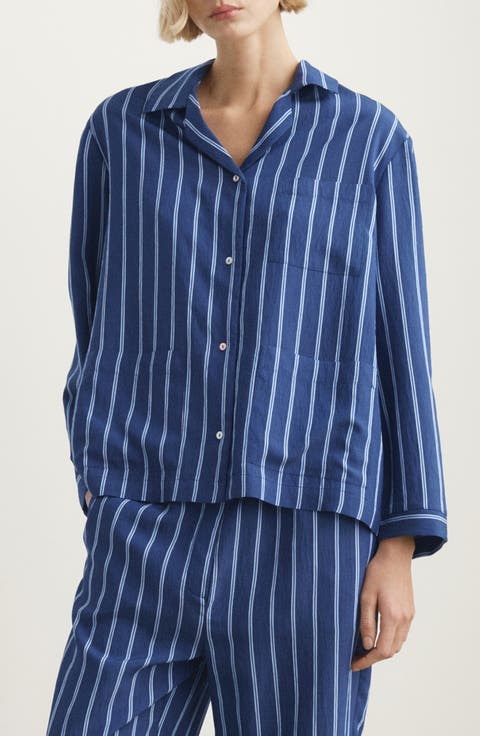 Stripe Button-Up Pajama Shirt