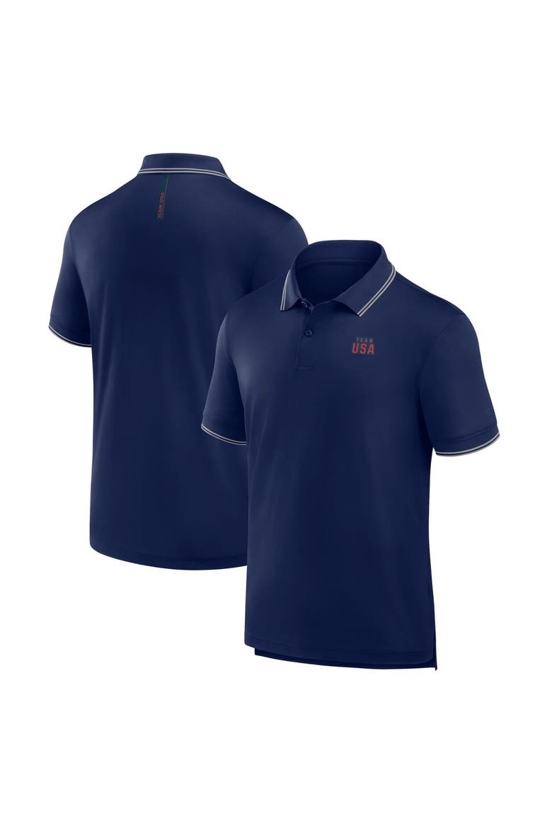 Men's Fanatics  Athletic Navy Team USA Front Office Move Mono Pique Polo, Main, color, Athletic Navy
