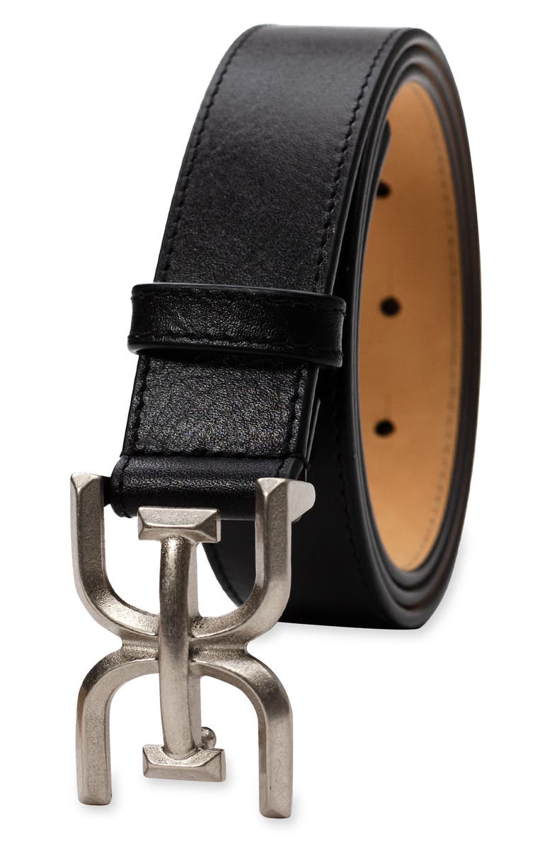 Sam Edelman Logo Buckle Leather Belt, Alternate, color, Black