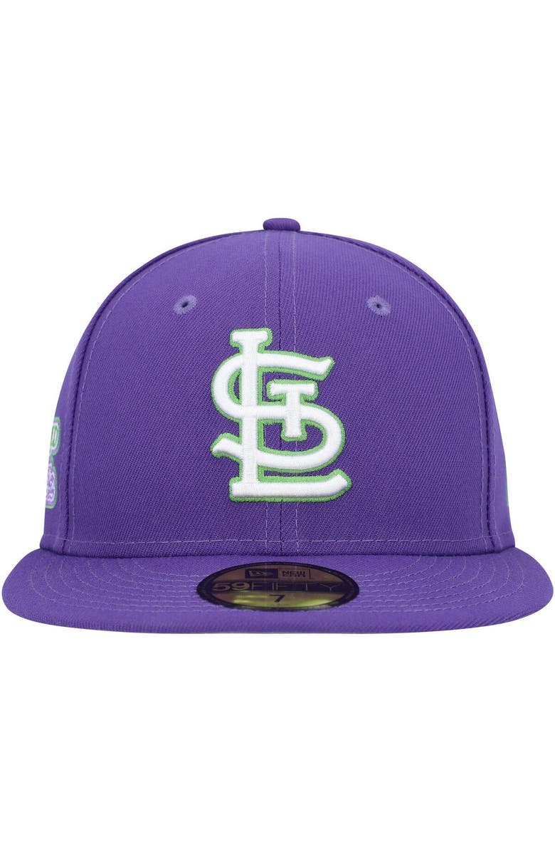 New Era Men's New Era Purple St. Louis Cardinals Lime Side Patch 59FIFTY Fitted Hat, Alternate, color,