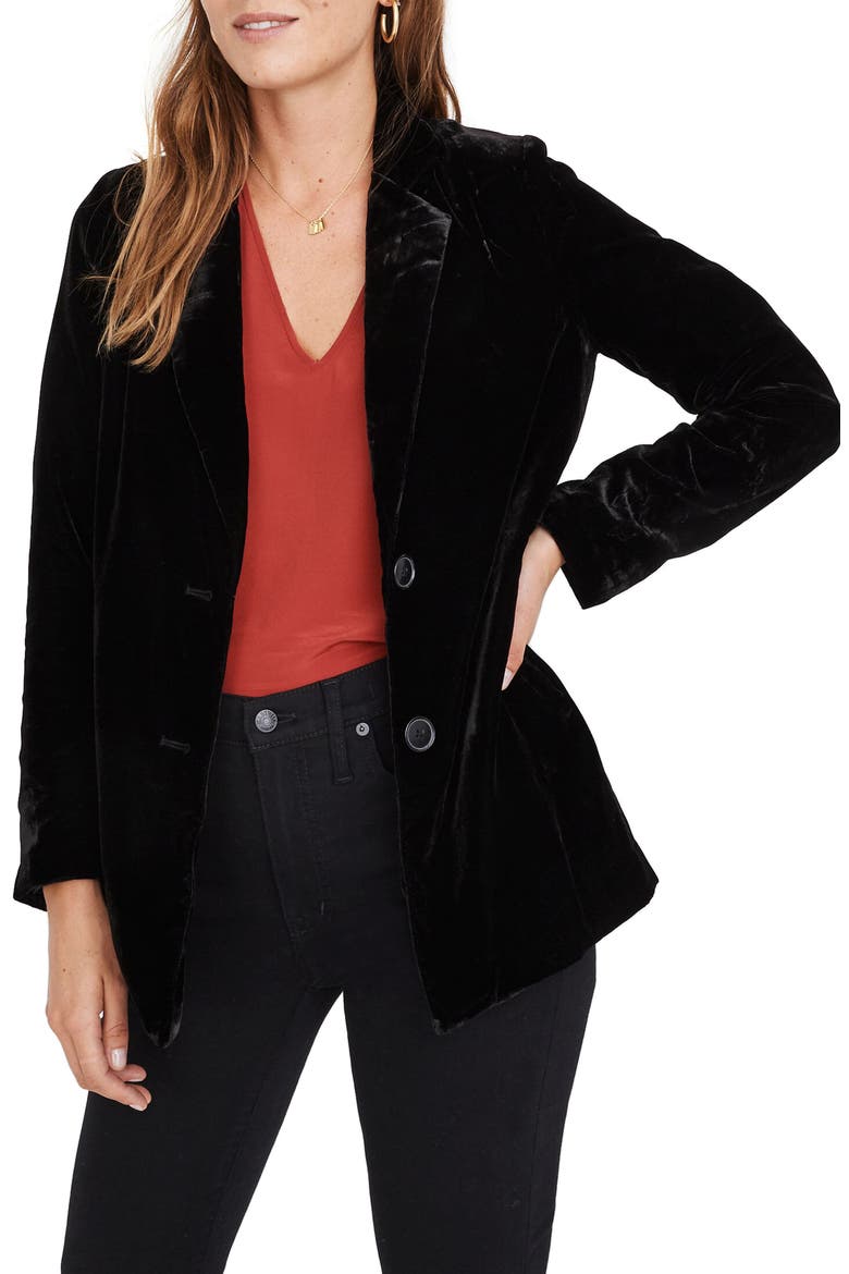 Dorset Velvet Blazer, Main, color, TRUE BLACK