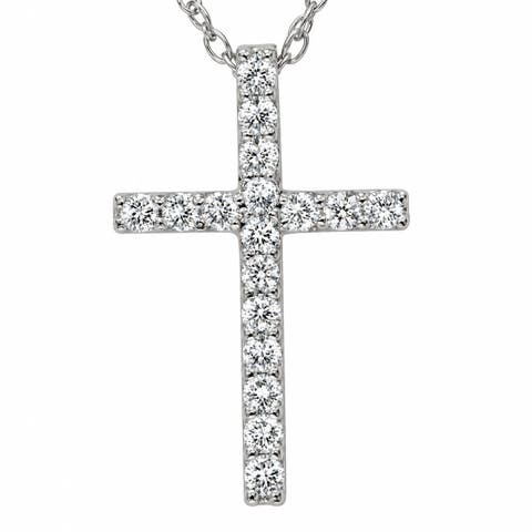 1/10ct Diamond Cross Pendant 10k Gold 1/2" Tall