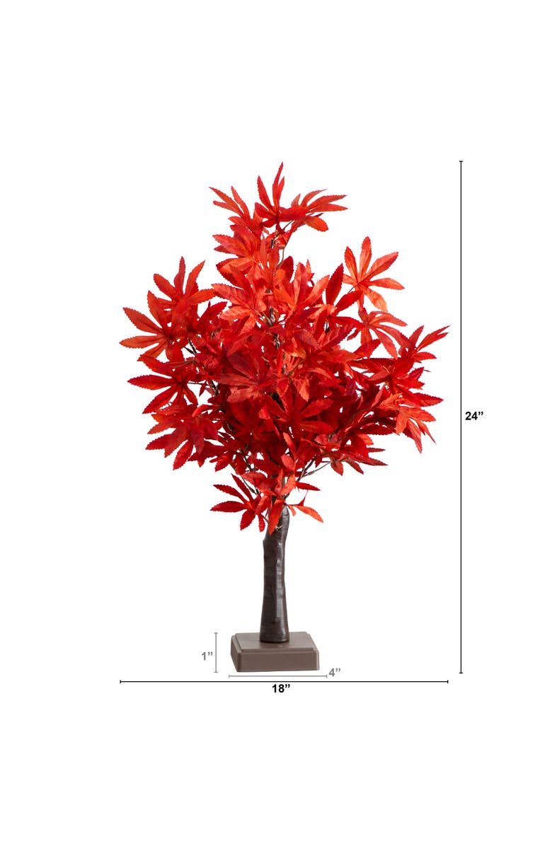 NEARLY NATURAL 2-ft Pre-Lit Red Autumn Maple Artificial Fall Tree with 50 Warm White LED Lights and Detachable Base, Alternate, color, Orange